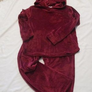 Pajamagram Velour Pajamas Loungewear Burgundy Lg